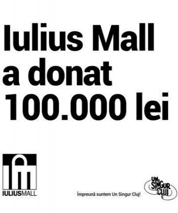 Iulius Mall este parte dintr-Un Singur Cluj! Susținem sistemul medical cu o donație de 100.000 de lei